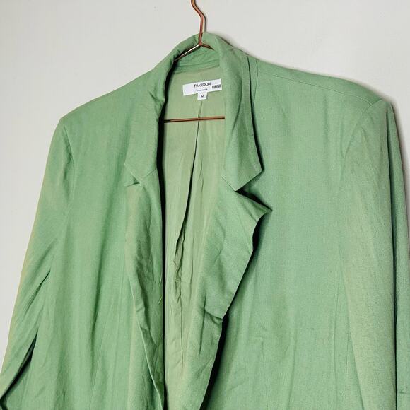 THAKOON COLLECTIVE Green Oversized Linen Blazer Size 12 - Picture 5 of 14